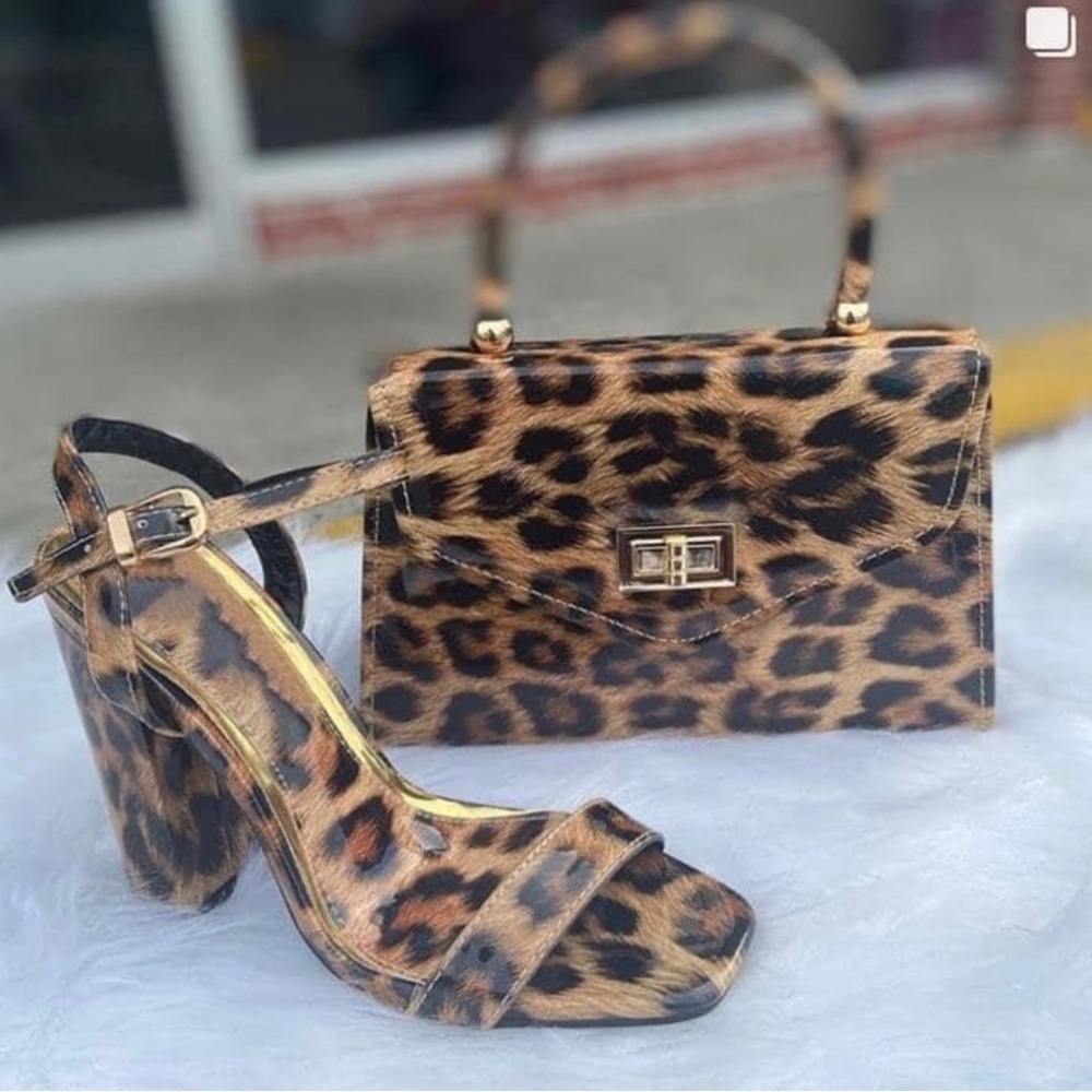 Leopard Print Handbag and Heels Set